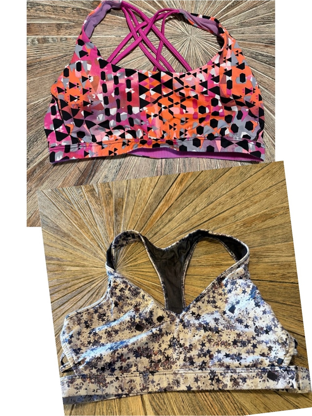 Bundle Victorias Sport bras size medium strappy back cage & crisscross pink gray